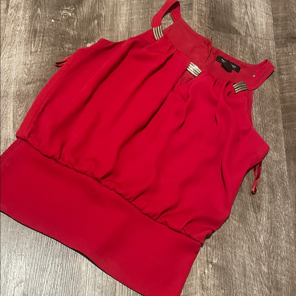 White House Black Market Red Sleeveless Blouse